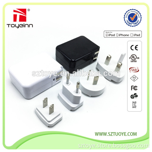 5v 5.4a 25w 4 usb ports interchangeable US/UK/EU/JP plug for travel